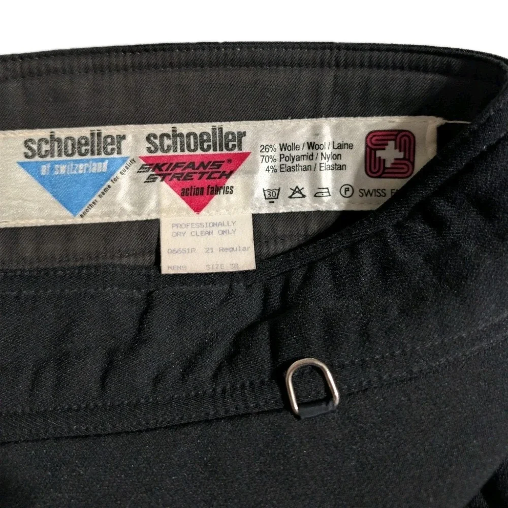 Vintage Schoeller‎ Wool Skifans Stretch Ski Pants Men's 38 Swiss Made Black